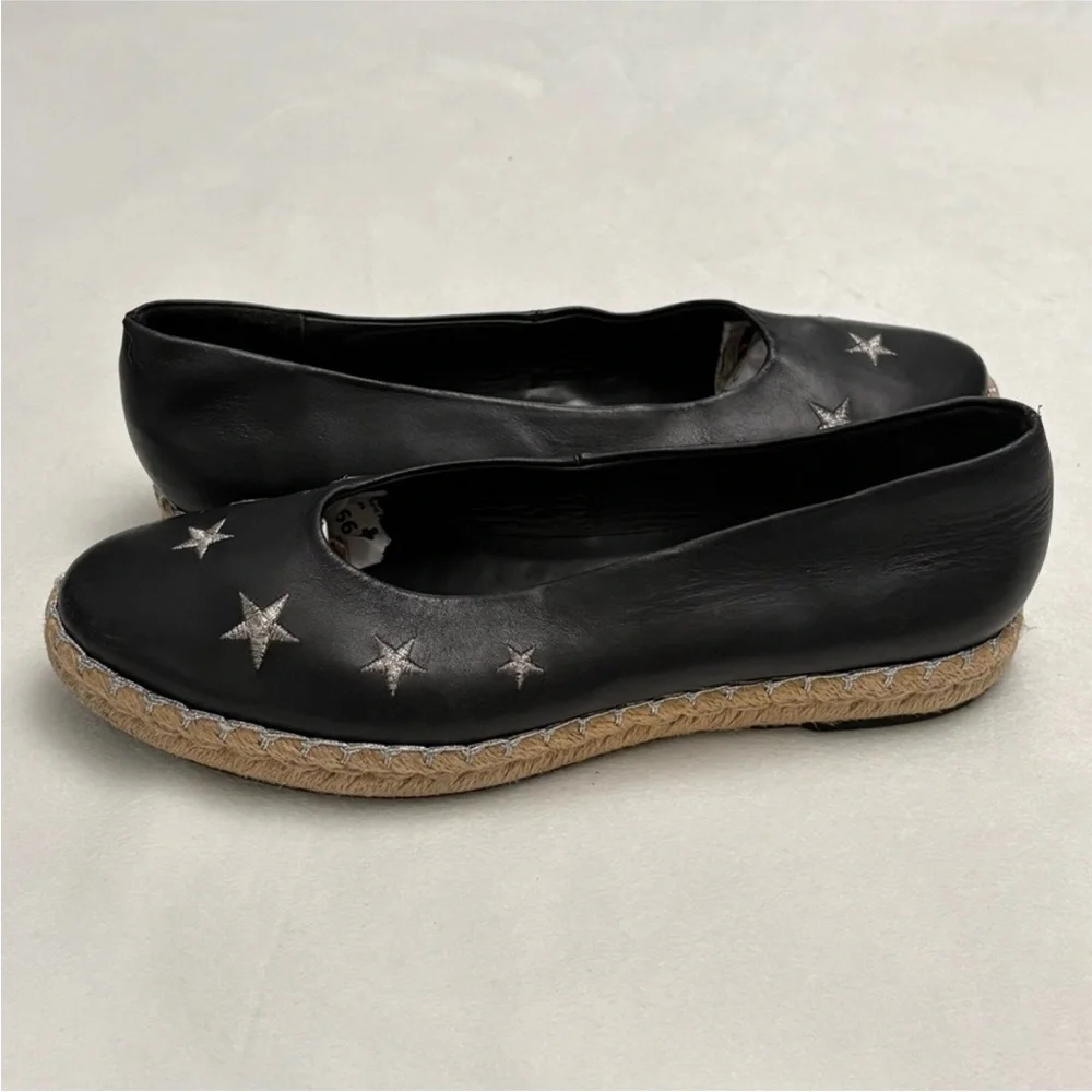 Miista Black Ballet Star-Embroidered Espadrille Flats - Women Size 40